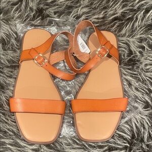 Torrid Orange Leather Sandals NWT